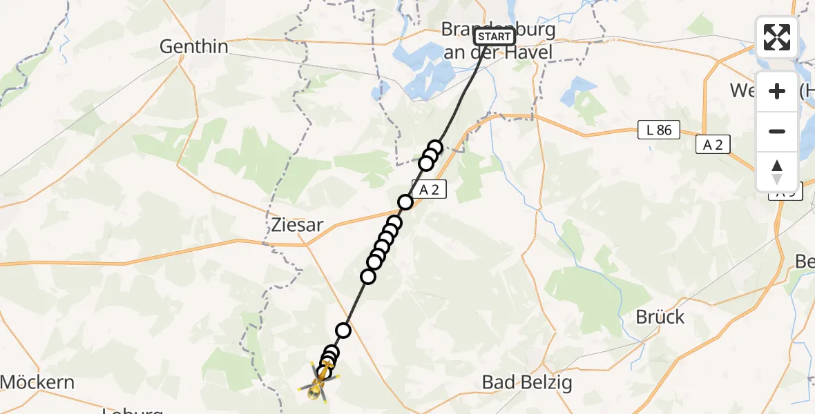 Routekaart van de vlucht: Rettungshubschrauber nach Reppinichen, K 6937