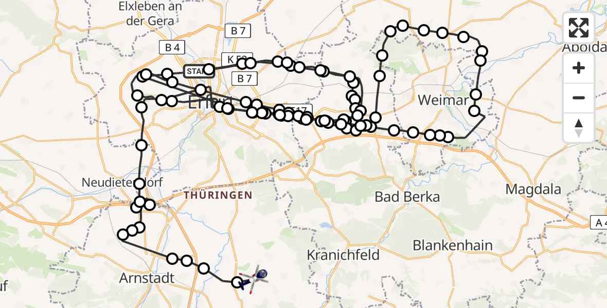 Routekaart van de vlucht: Polizeihubschrauber nach Wüllersleben