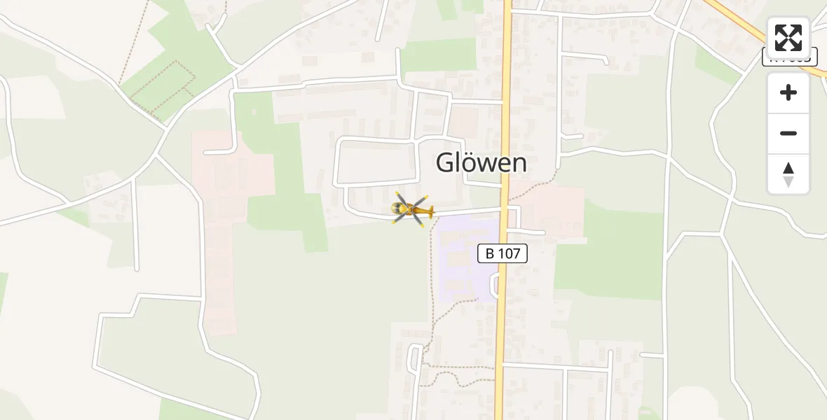 Flugroute Rettungshubschrauber Glöwen - Glöwen, 12 März 2026, 12:34