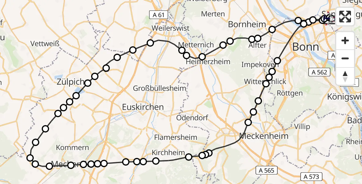 Flugroute Polizeihubschrauber Sankt Augustin - Sankt Augustin, 12 März 2026, 12:34