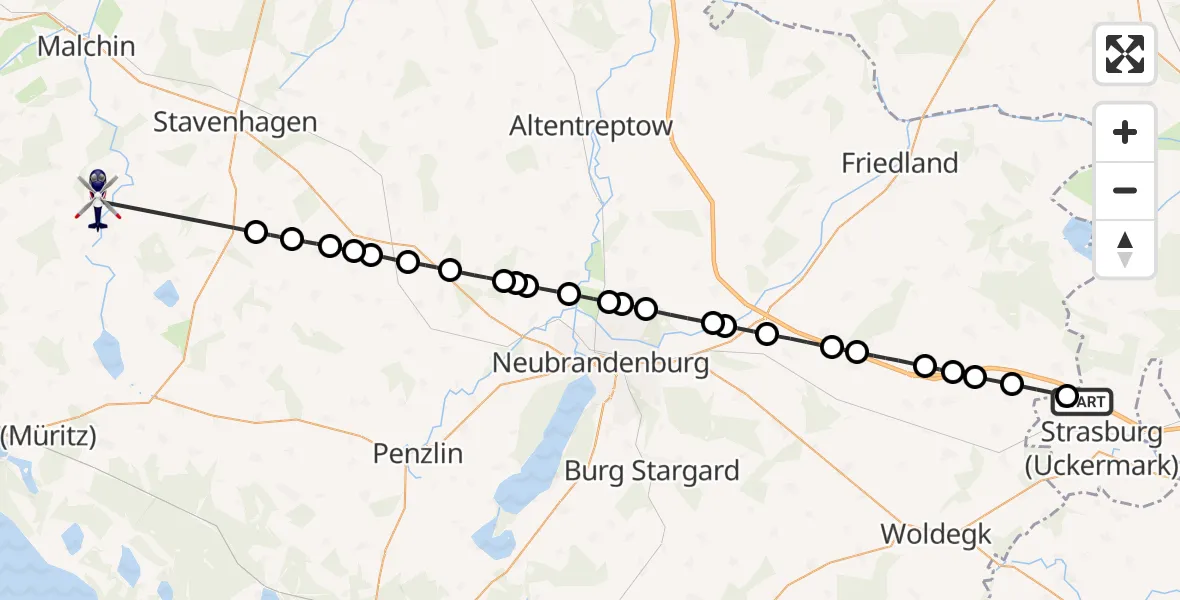Routekaart van de vlucht: Polizeihubschrauber nach Faulenrost, Am Fasanenberg