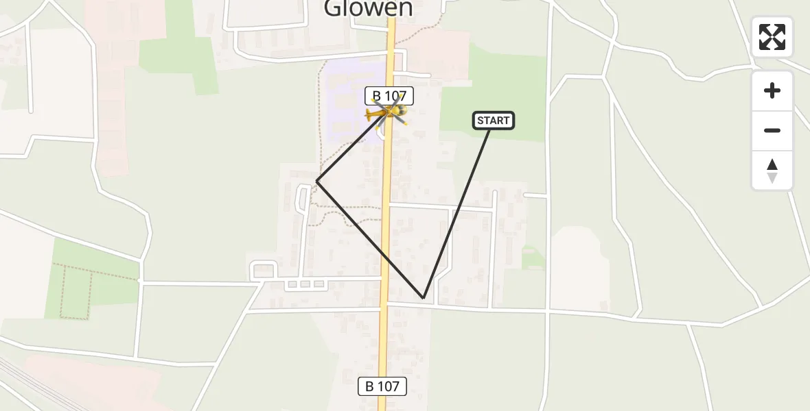Flugroute Rettungshubschrauber Glöwen - Glöwen, 12 März 2026, 13:17