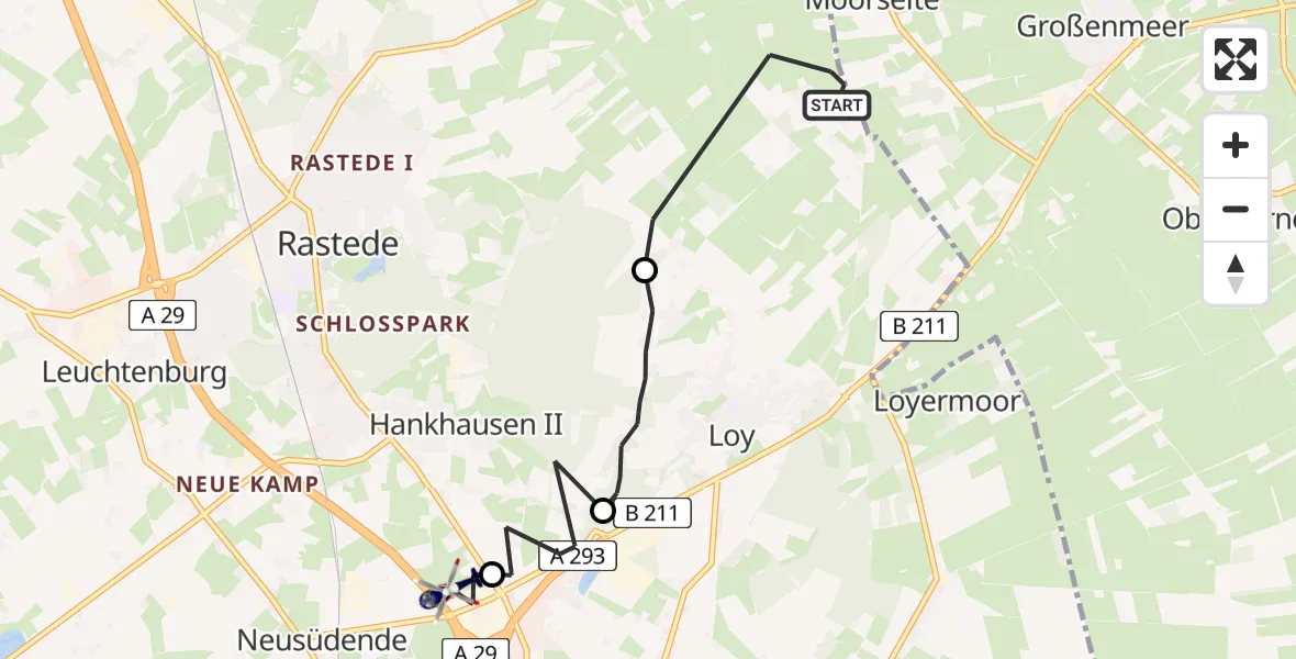 Flugroute Polizeihubschrauber Rastede - Oldenburg Police Heliport, 12 März 2026, 13:20