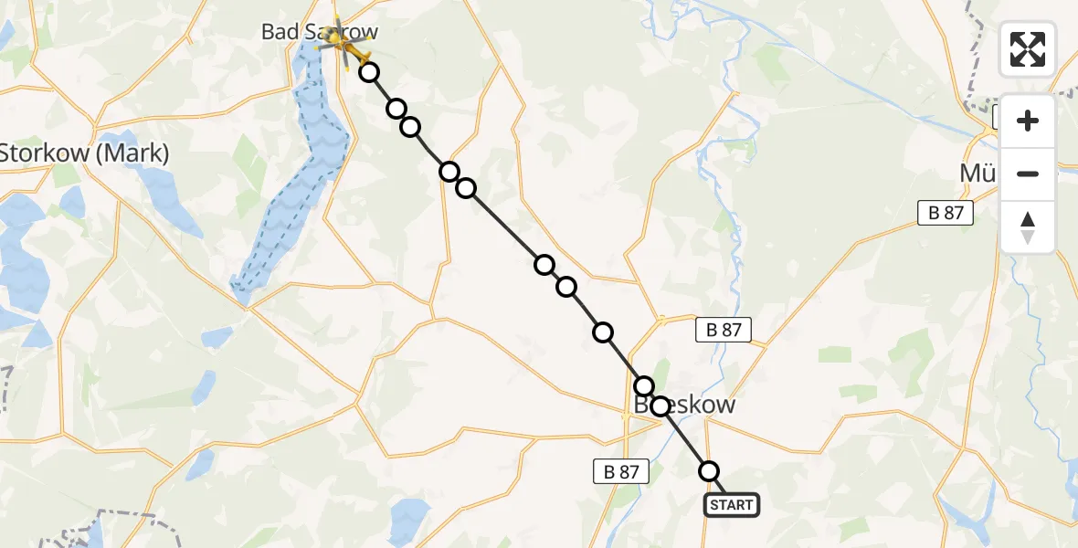 Routekaart van de vlucht: Rettungshubschrauber nach Bad Saarow, Geschwister-Scholl-Ring