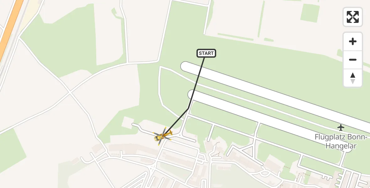 Flugroute Rettungshubschrauber Bonn-Hangelar Airfield - Sankt Augustin, 12 März 2026, 13:45