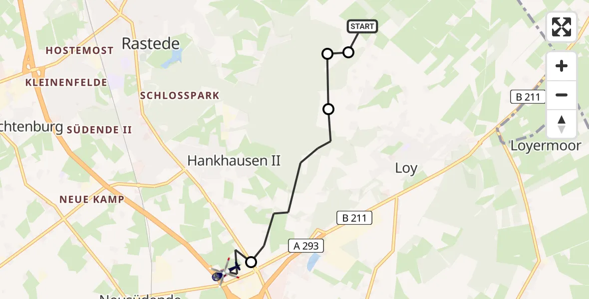 Routekaart van de vlucht: Polizeihubschrauber nach Oldenburg Police Heliport