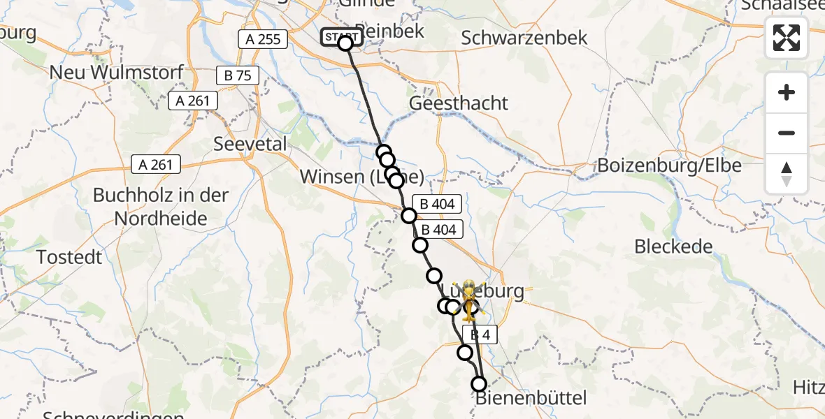 Routekaart van de vlucht: Rettungshubschrauber nach Lüneburg, Am Blauen Camp