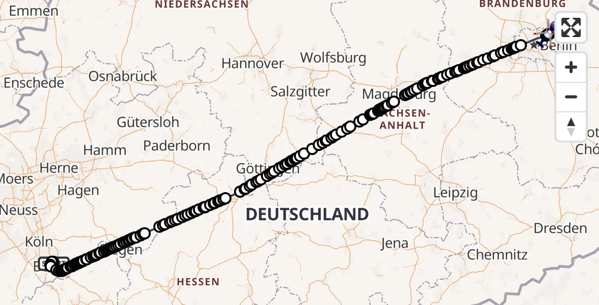 Flugroute Polizeihubschrauber Sankt Augustin - Ahrensfelde Heliport, 12 März 2026, 14:13