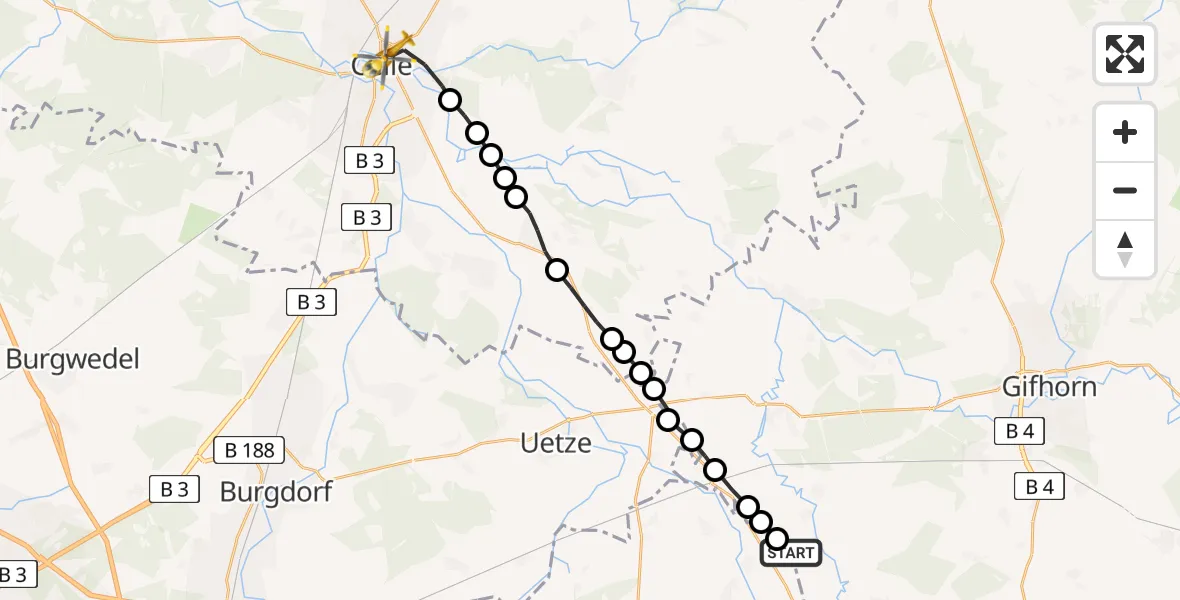 Routekaart van de vlucht: Rettungshubschrauber nach Celle, Siemensplatz