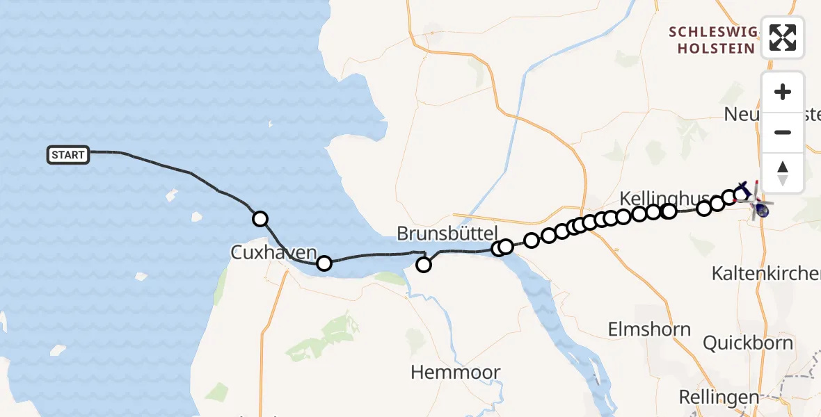 Routekaart van de vlucht: Polizeihubschrauber nach Wiemersdorf