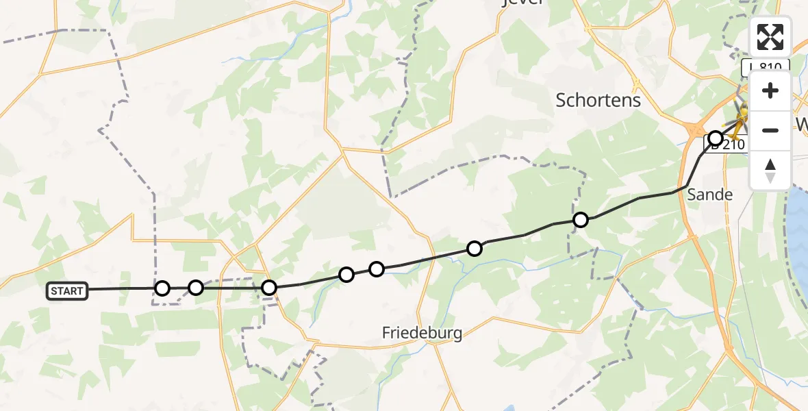 Flugroute Ambulanzhubschrauber Aurich - Roffhausen, 12 März 2026, 15:09