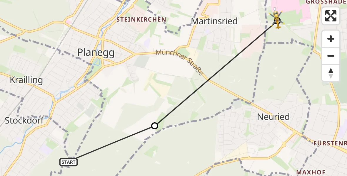 Routekaart van de vlucht: Ambulanzhubschrauber nach DRF Air Rescue München Heliport