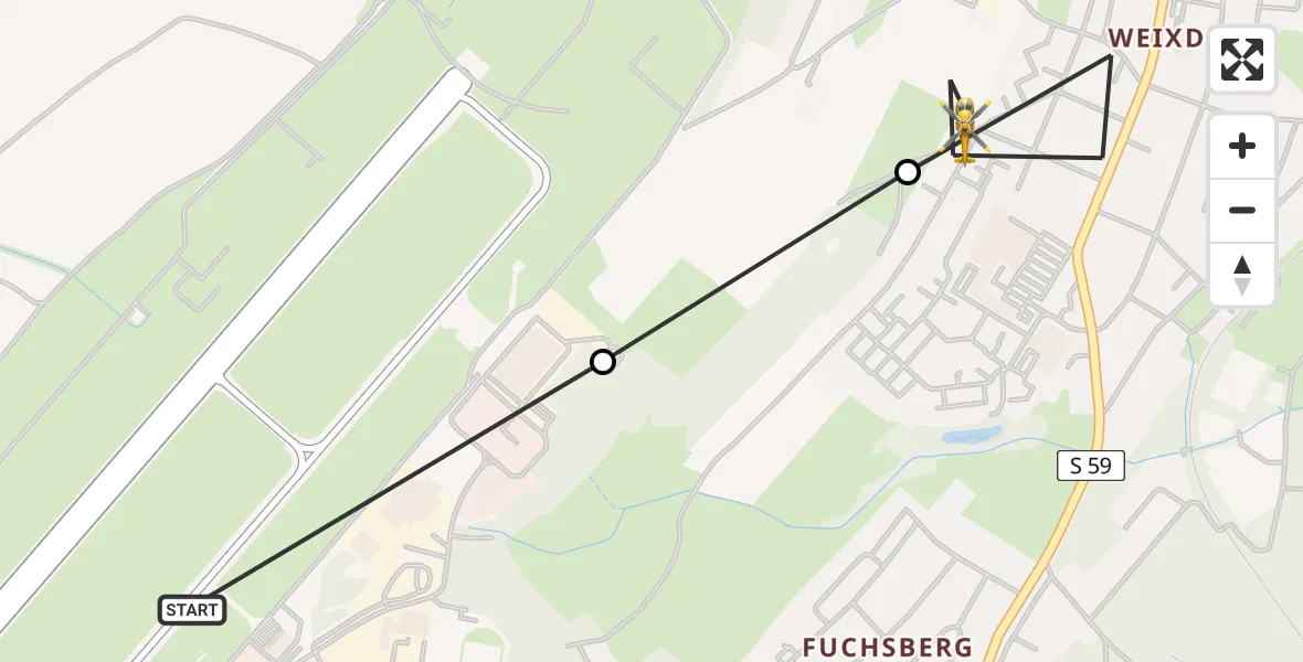 Flugroute Rettungshubschrauber Dresden Federal Police Heliport - Dresden, 12 März 2026, 16:53