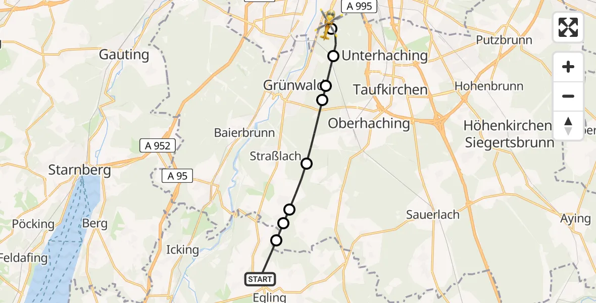 Routekaart van de vlucht: Rettungshubschrauber nach ADAC Air Rescue Center Heliport (Christoph 1)