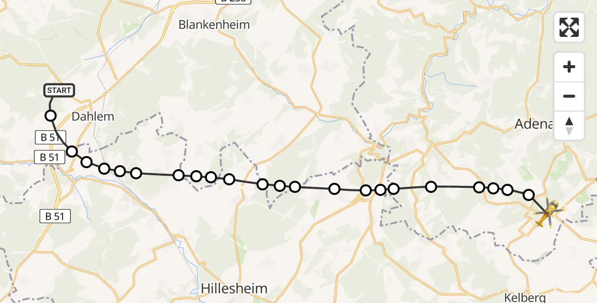 Routekaart van de vlucht: Ambulanzhubschrauber nach Nürburgring Heliport