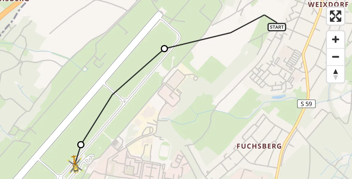 Flugroute Rettungshubschrauber Dresden - Dresden Federal Police Heliport, 12 März 2026, 17:58