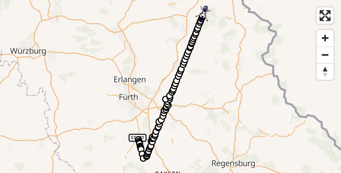 Routekaart van de vlucht: Polizeihubschrauber nach Bischofsgrüner Forst, Panoramastraße