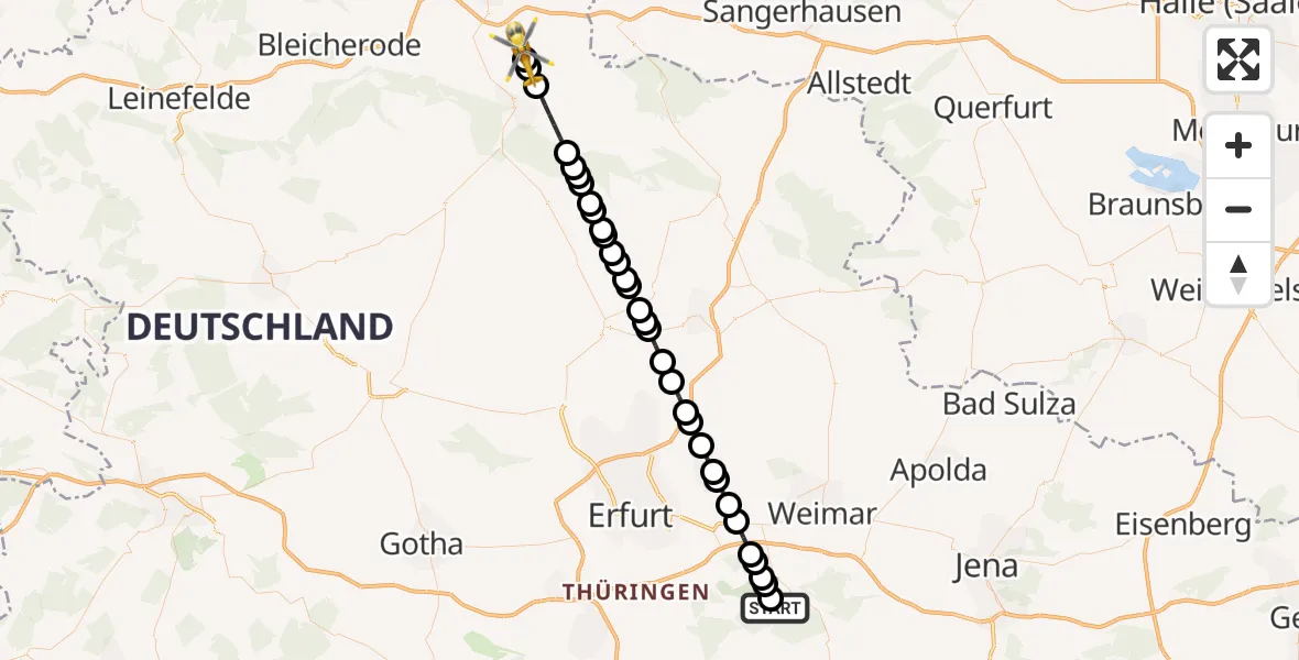 Routekaart van de vlucht: Ambulanzhubschrauber nach Heringen/Helme, Eichtal