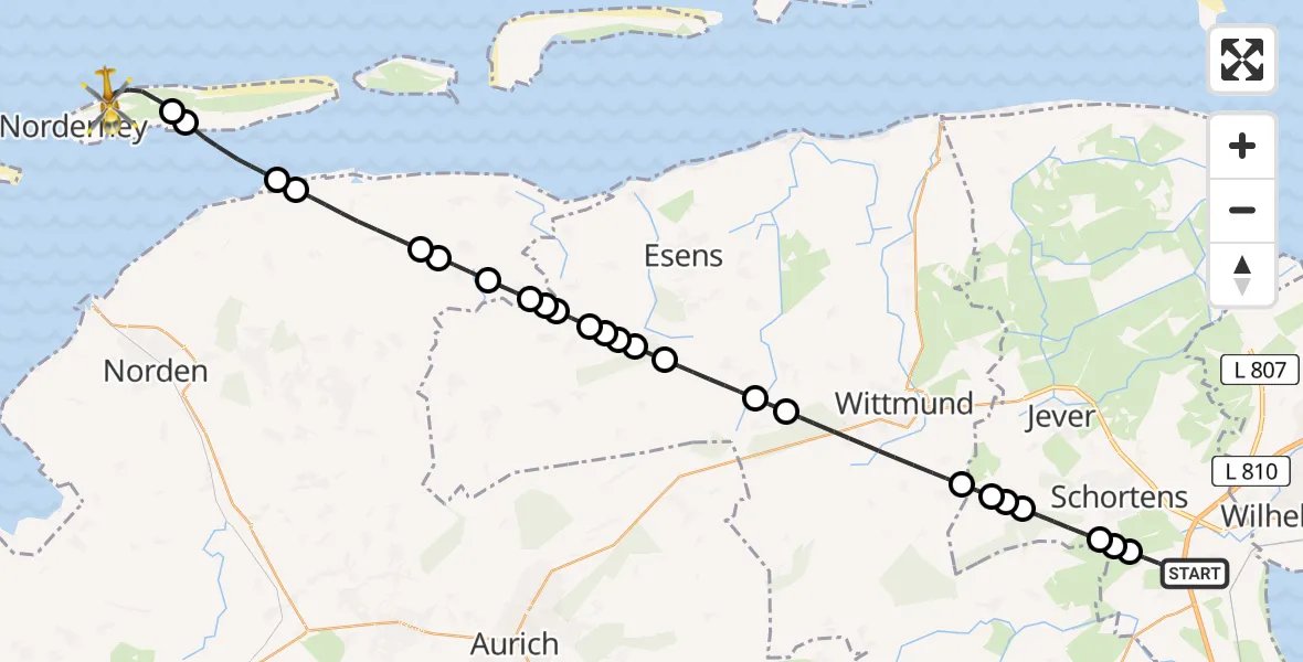 Routekaart van de vlucht: Rettungshubschrauber nach Noordzee