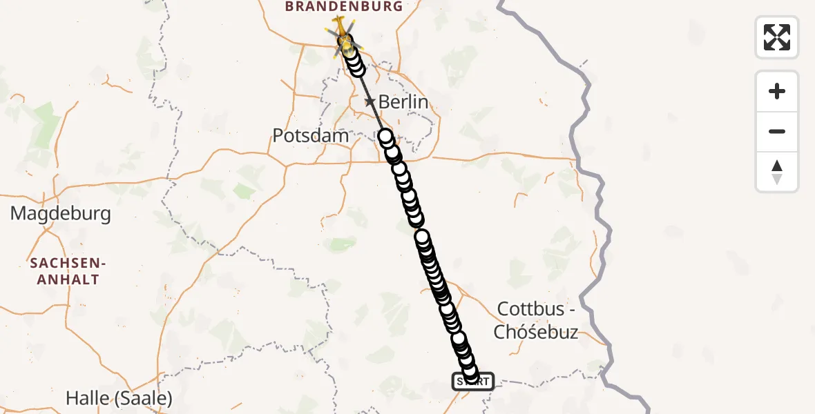 Routekaart van de vlucht: Ambulanzhubschrauber nach Oranienburg, Innsbrucker Straße