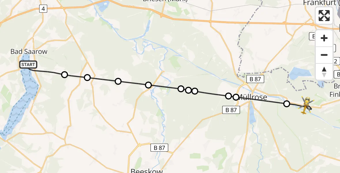 Routekaart van de vlucht: Rettungshubschrauber nach Groß Lindow, Dorfstraße