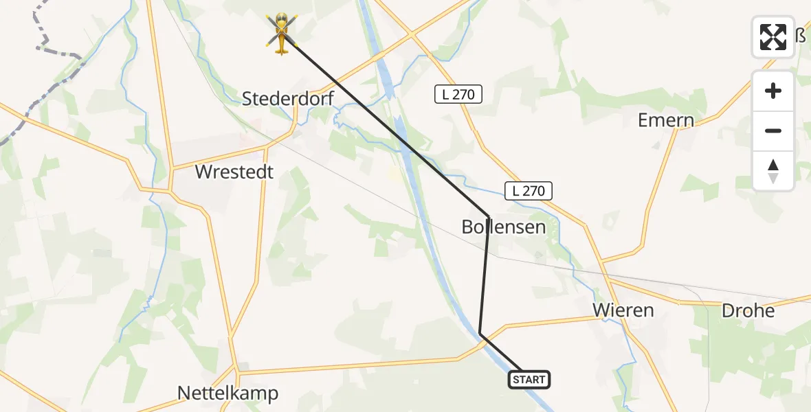 Flugroute Rettungshubschrauber Wieren - Stederdorf, 13 März 2026, 07:20