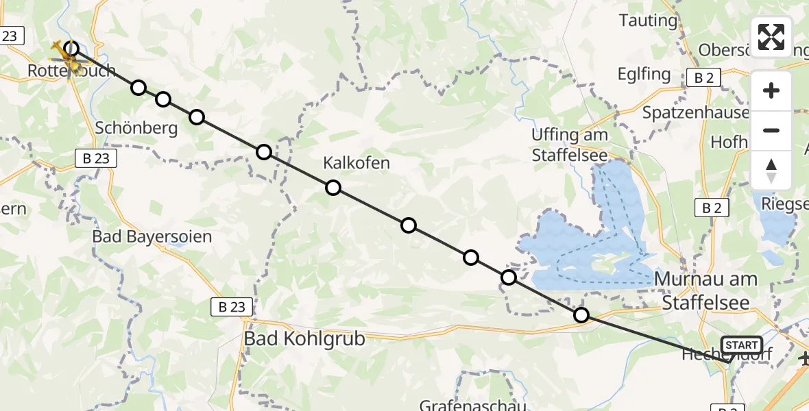 Routekaart van de vlucht: Rettungshubschrauber nach Rottenbuch, Klosterhof