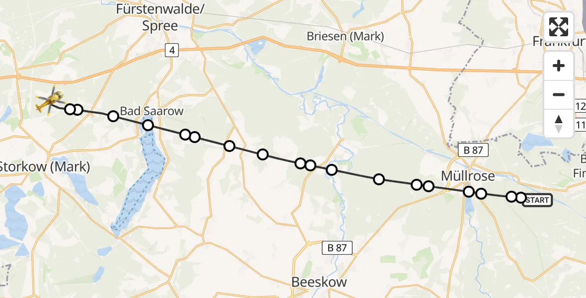 Routekaart van de vlucht: Rettungshubschrauber nach Markgrafpieske, Waldeck
