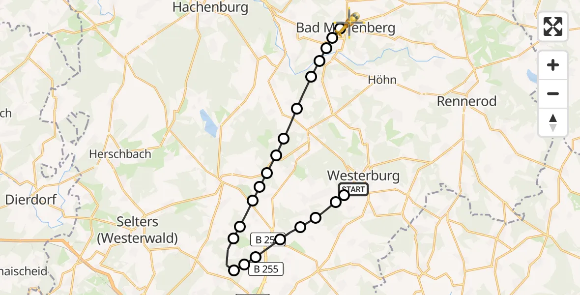 Flugroute Rettungshubschrauber Gershasen - Bad Marienberg, 13 März 2026, 08:18