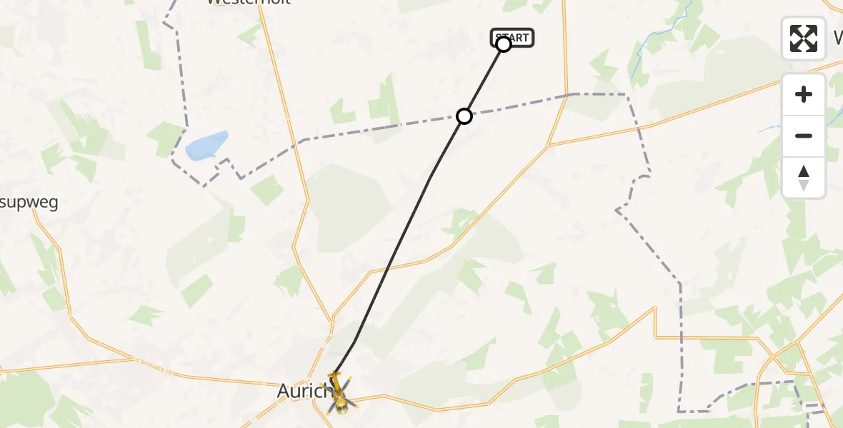 Routekaart van de vlucht: Rettungshubschrauber nach Aurich, Wallinghausener Straße