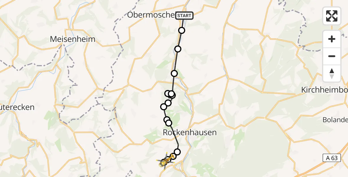Routekaart van de vlucht: Rettungshubschrauber nach Imsweiler UL