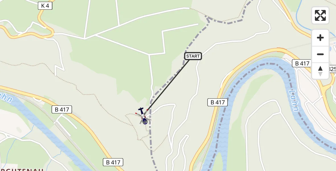 Flugroute Polizeihubschrauber Obernhof - Nassau, 13 März 2026, 09:22