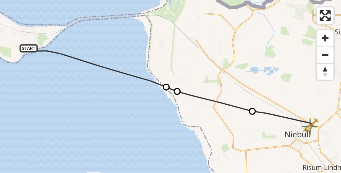Routekaart van de vlucht: Rettungshubschrauber nach Niebüll, Gather Landstraße
