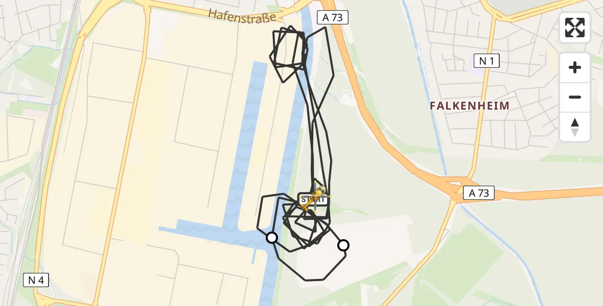 Routekaart van de vlucht: Rettungshubschrauber nach Nürnberg, Europakai