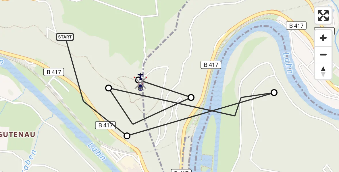 Routekaart van de vlucht: Polizeihubschrauber nach Nassau, B 417