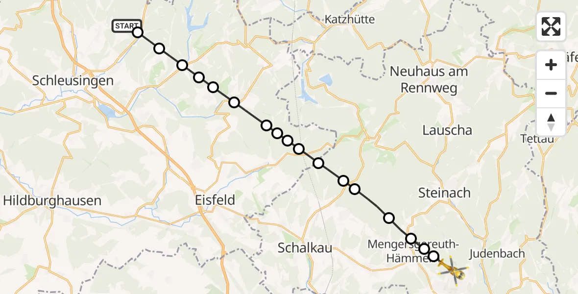 Flugroute Rettungshubschrauber St. Kilian - Wehd, 13 März 2026, 10:51