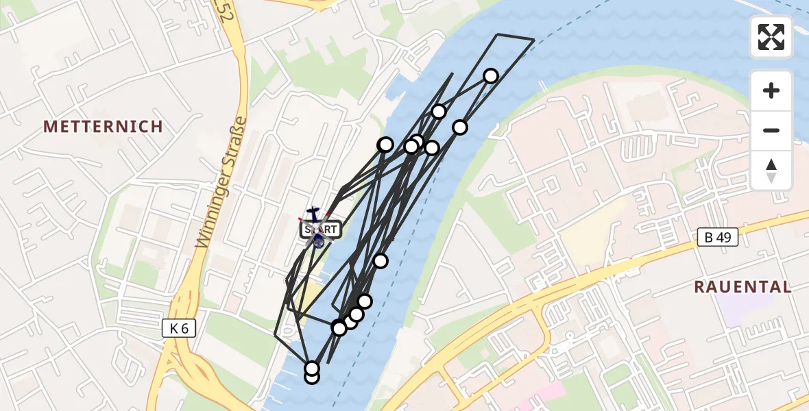 Flugroute Polizeihubschrauber Koblenz - Koblenz, 13 März 2026, 10:59