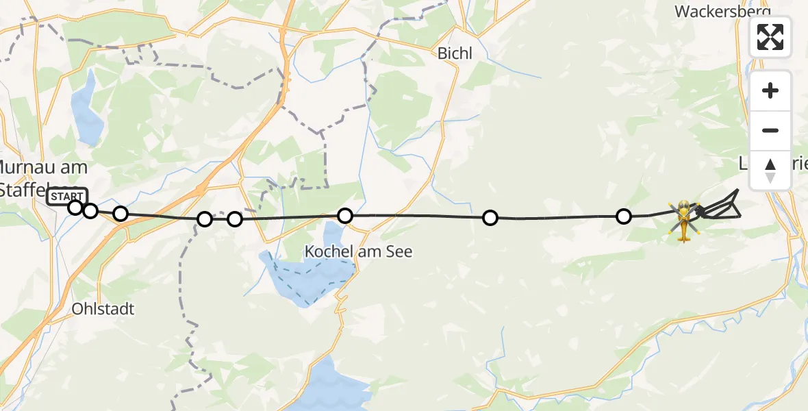 Routekaart van de vlucht: Rettungshubschrauber nach Lenggries, Zustieg