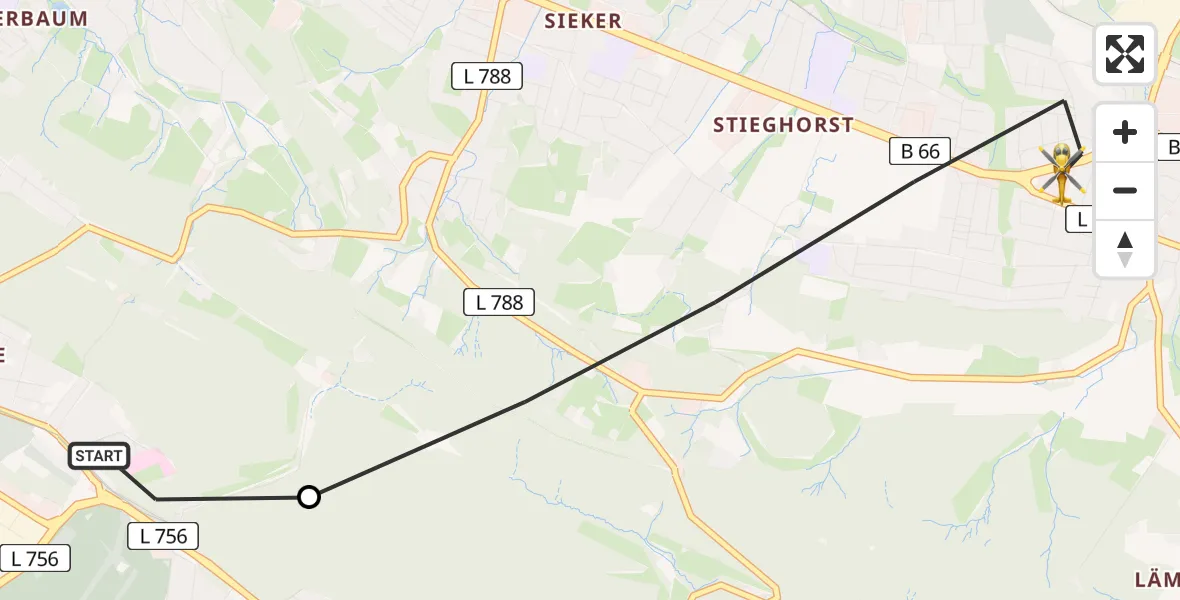 Flugroute Rettungshubschrauber Luftrettungszentrum Bielefeld - Bielefeld, 13 März 2026, 11:05