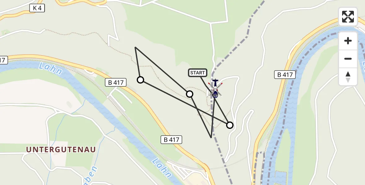 Flugroute Polizeihubschrauber Nassau - Nassau, 13 März 2026, 11:06