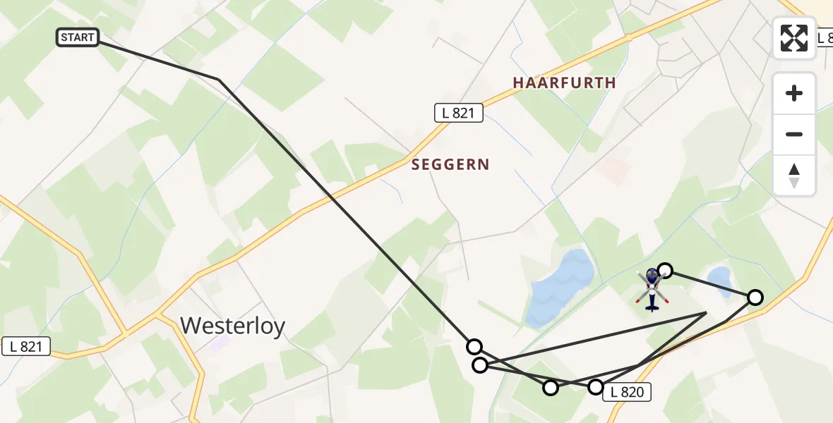 Flugroute Polizeihubschrauber Westerstederfeld - Mansie, 13 März 2026, 11:19
