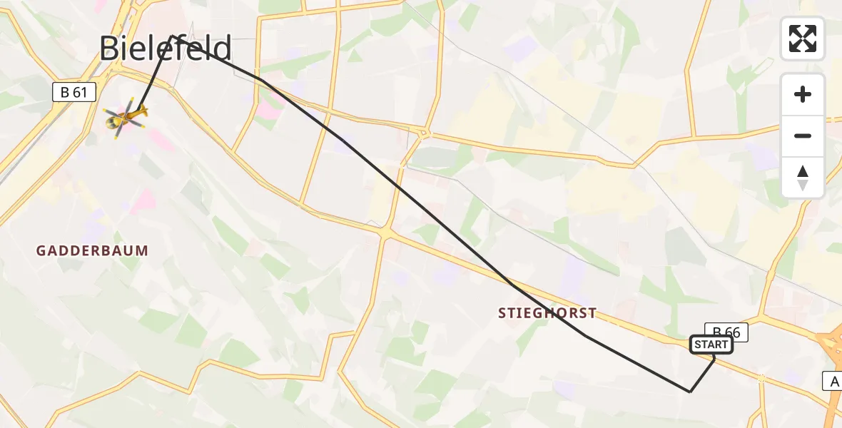 Routekaart van de vlucht: Rettungshubschrauber nach Bielefeld, Kantensiek