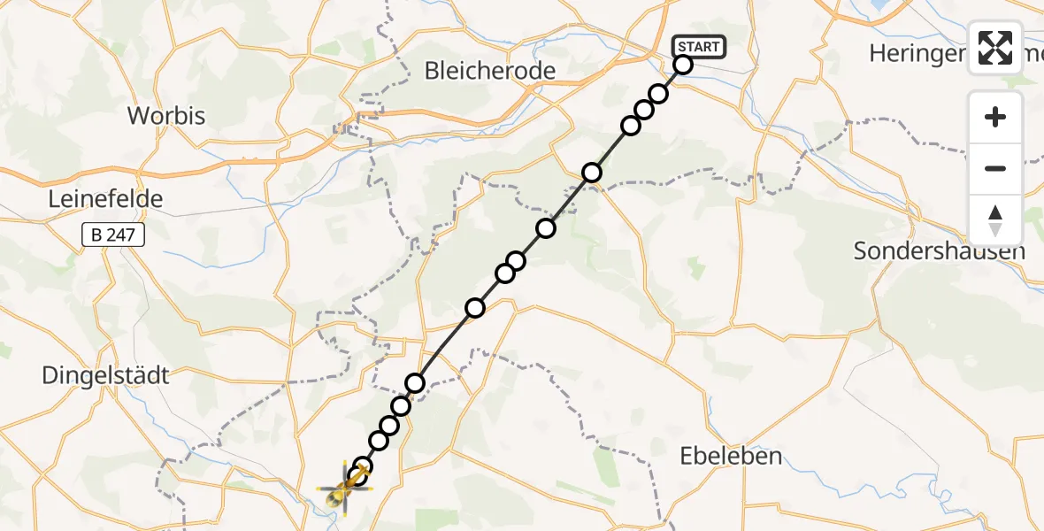 Flugroute Rettungshubschrauber Mörbach - Kaisershagen, 13 März 2026, 11:51