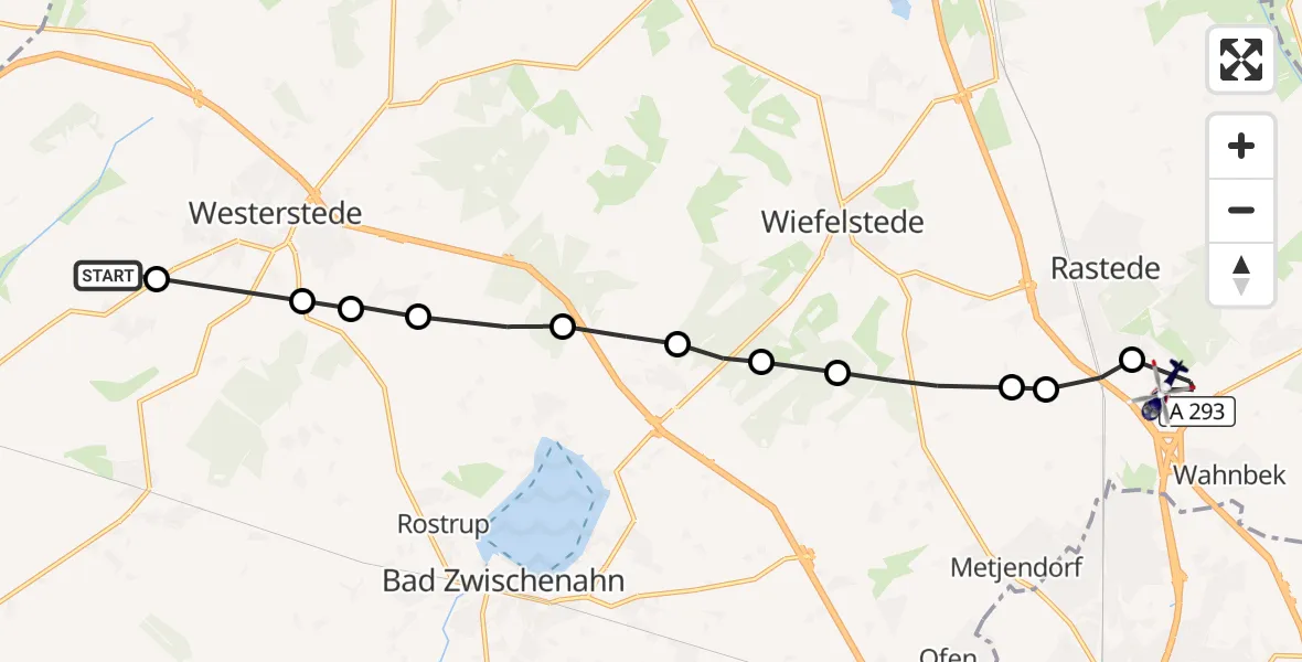 Flugroute Polizeihubschrauber Westerstederfeld - Hankhausen II, 13 März 2026, 11:53