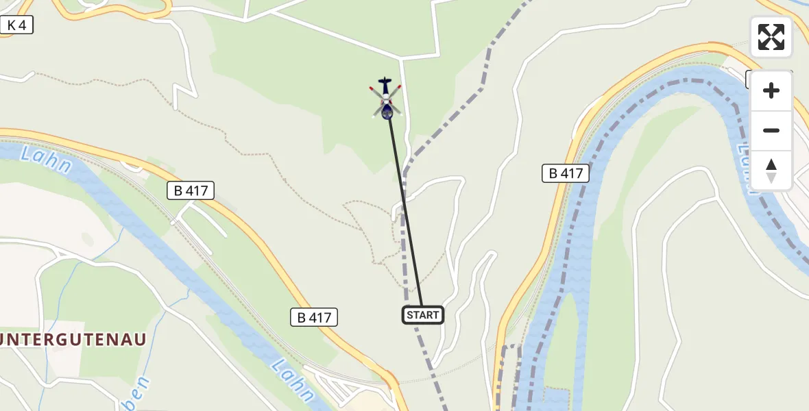Flugroute Polizeihubschrauber Obernhof - Nassau, 13 März 2026, 12:16
