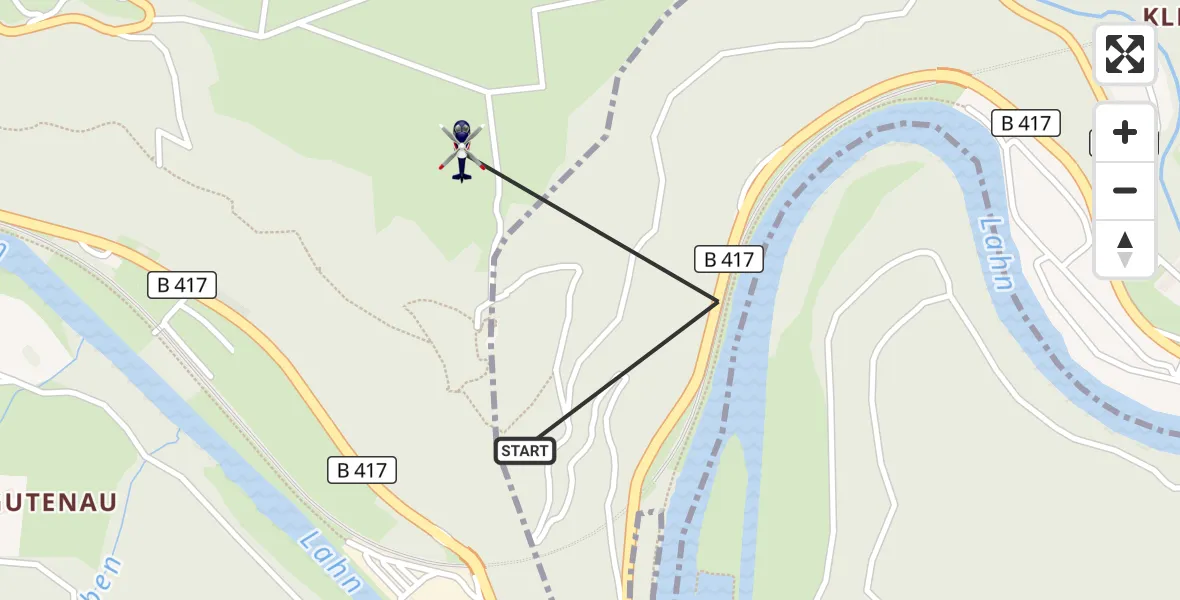 Flugroute Polizeihubschrauber Obernhof - Nassau, 13 März 2026, 13:01