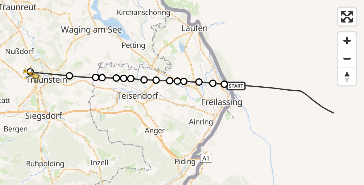Flugroute Rettungshubschrauber Rott - Gemarkung Wolkersdorf, 13 März 2026, 13:36