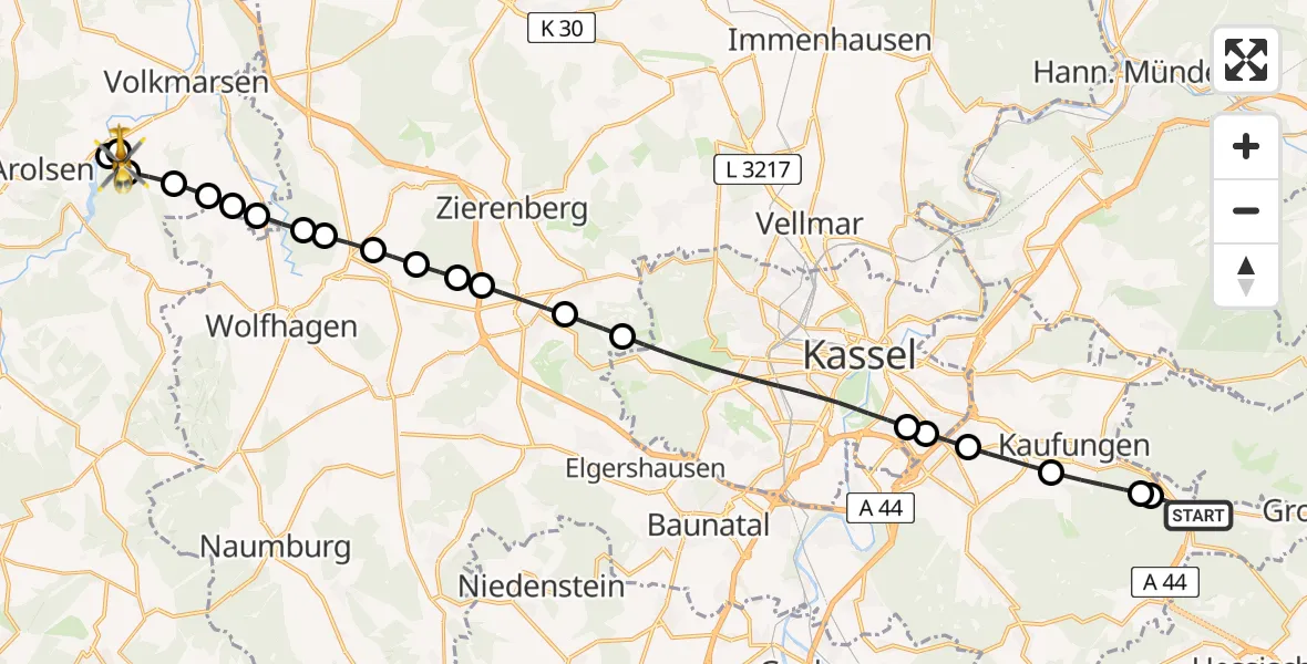 Routekaart van de vlucht: Rettungshubschrauber nach Neu-Berich, Heuweg