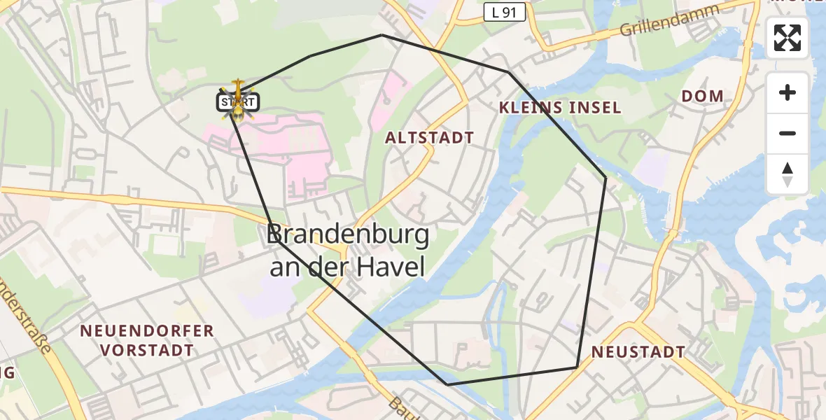 Flugroute Rettungshubschrauber Brandenburg an der Havel - Brandenburg an der Havel, 13 März 2026, 13:50