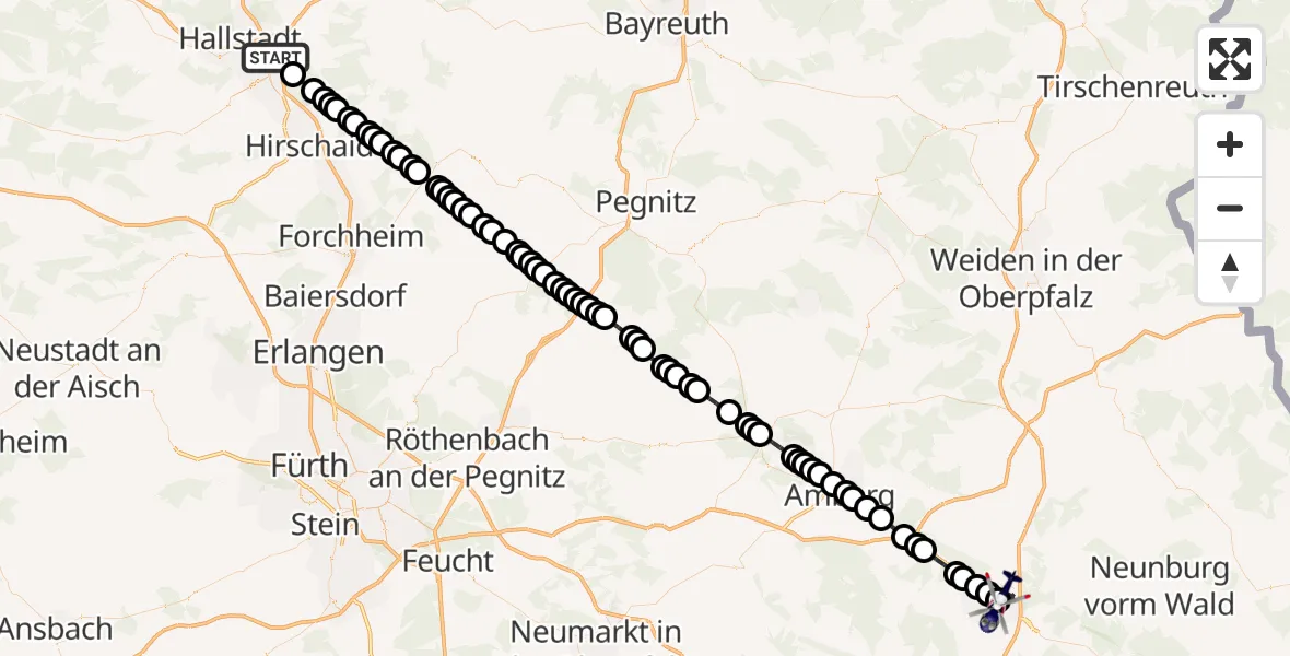 Routekaart van de vlucht: Polizeihubschrauber nach Fronberg, Weinbergstraße